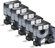 NineLeaf 5X Compatible for Dymo Rhino 18051 S0718260 Tape Black on White IND Heat Shrink Tube 1/4'' 6mm x 1.5m for Wires Cables in Rhino 3000 4200 5000 5200 6000 Tyco T107M Industrial Label Maker