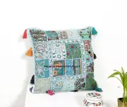 18" Indian Turquoise Bohemian Pillow patchwork Cushion Cover Large Throw Pillow