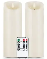 5plots 9" x 3" Flickering Flameless Candles - Battery Operated Wax LED Candle...