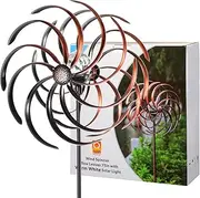 HDNICEZM Solar Wind Spinner Improved 360 Degrees Swivel Warm White LED Lighting Glass Ball with Kinetic Wind Spinner Vertical Metal Sculpture Stake Construction for Outdoor Yard Lawn & Garden.