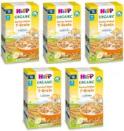 5 HIPP ORGANIC 7-Grain Cereal Flakes with Banana from 10 Months 200g 7oz