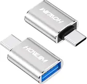 HOWJIM USB C to USB Adapter Pack of 2, 100 W Quick Charge 10 Gbps Data Transfer, Type-C Male to USB 3.2 Female Adapter for M-acBook Pro/Air, i-Phone15/16, i-Pad, X-Peria, G-alaxy, D-ell XPS, S-urface