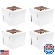 JJO Tall Cake Boxes for Tier Cakes, 14x14x12 Inches 4 Pack,White Bakery Boxes