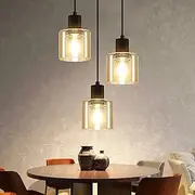 ZMH Pendant Light Dining Table Pendant Lamp Vintage 3 Lamps Dining Table Lamp Hanging E27 Pendant Light Metal Black Dining Room Lamp Retro Industrial Pendant Lamp for Living Room Hotel Office (without