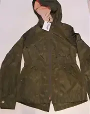 JESSICA SIMPSON GIRLS TEENS SHINY GREEN LIGHTWEIGHT RAIN JACKET SIZE L 14-16