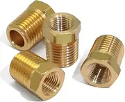 KOOTANS 4pcs Heavy Duty 1/4" NPT Male Thread to 1/8" NPT Female Thread Brass Reducer Hex Bushing Brass Fitting Pipe Hose Tube Adapter Convert
