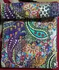 New Unique Paisley Kantha Hand Block Print Bedspread Handmade Blanket King Size