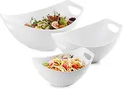 LAUCHUH Serving Bowls with Handles, Porcelain Serving Dishes for Entertaining, White Nesting Bowls Mixing Bowl Set Salad Bowls for Party, Housewarming, Thanksgiving, Baby Shower, Set of 3, 15/28/49 oz
