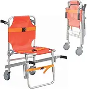 Lightweight EMS Stair Chair, Foldable Aluminum Alloy Stair Chair with Quick Release Buckles, Ambulance Firefighter Emergency Evacuation Medical Lift Stair Chair (Color : Orange)