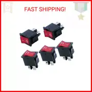 mxuteuk 5pcs 110V/120V Mini Rocker Switch Illuminated Snap-in DPST Toggle Power