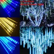 Meteor Shower 192 LED String Lights Rain Drop Falling for Tree Yard Party Decor