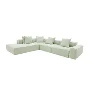 [James Lane] Riley Linen Oatmeal Modular Sofa - Arm, 2x Armless, Corner, Left Terminal