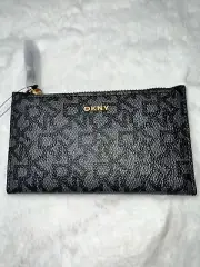 DKNY BRYANT BIFOLD CARD HOLDER WALLET BROWN PVC