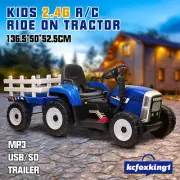 Electric Kids Ride On Tractor Farm Toy Tractor Set MP3 Radio Tractor Toy Blue