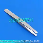 New 2" Mini Eyebrow Tweezers SLANTED Precision Tips SILVER