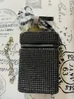 Black Diamond Design Encrusted Bag Silver Black Vegan Leather Zipper Purse Pouch