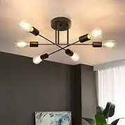 CBJKTX Ceiling Light Vintage Ceiling Light Retro - 6 Bulbs Living Room Lamp Industrial E27 Black Bedroom Lamp Dining Table Lamp for Kitchen Hallway Living Room Rustic Style (Without Bulb)