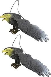 Outanaya 2Pcs Simulation Eagle Model Durable Bird Expeller Tool Chic Black for Garden Lawn Protection for Adults