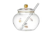 Ashdene 10cm Honey Bee Transparent Glass Sugar Storage Serving Bowl Jar w Spoon
