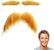 2 PC S Yellow Mustache And Eyebrows, Novelty Realistic Yellow Fake Mustache Beard And Eyebrows,Self-Adhesive Yellow Fake Beard And Eyebrows Set For Adults, Halloween Cosplay Costume Party Favors