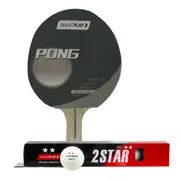 Smartplay Pong Pimple Out Table Tennis Bat & 6pc 2 Star Ping Pong Balls White