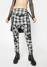 [Long Clothing] Dark Tartan Patch Clip Pants