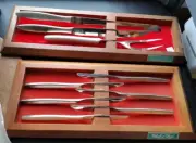 Set of 3 Carving Stainless Steel Knives W Fork, 6 Steak Knives By Hanford Forge