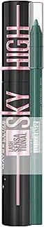 [Maybelline New York] Black Mascara for Long Eyelashes, Lash Sensational Sky High Mascara Very Black + Waterproof Eyeliner with Smudge-proof Gel Texture, Tattoo Liner Gel Pencil, No. 815 Tealtini