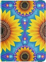 [Amooorous] Sunflower Colorful Boho Girasol Leather decorative waterproof passport holder for travel Travel Documents Organizer Protector Passport Wallet Waterproof, sunflower colorful boho Girasol, 1 size