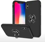 PhoneBeat Case for iPhone X/XS Case with Ring Stand, No Fall-Off Kickstand 360° RotatableMetal Ring Compatible with iPhone, Anti-Scratch Shockproof Protective Case for iPhone X/XS (Black)