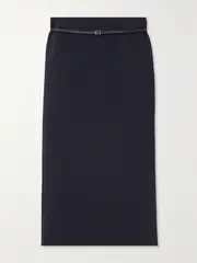 [16ARLINGTON] 16ARLINGTON - Delta Belted Cady Maxi Skirt - Navy - UK 14 UK 14 Blue