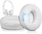 SoloWIT Cooling Gel Replacement Ear Pads Cushions for Beats Solo 2 & Solo 3 Wireless On-Ear Headphones, Earpads with High-Density Noise Isolation Foam, Added Thickness - White