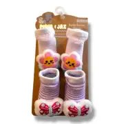 Piper & Jax Rattle Booties 2 Pair 0-12 Monthas Flowers and Butterflies