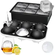 Ice Cube Trays (Set of 2), Sphere Ice Ball Maker with Lid & Large Square Ice Cube Maker for Whiskey, Cocktails and Homemade, Keep Drinks Chilled