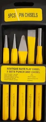5pc Pin Chisels Cold Cape Chisel Center Taper Pin Punch Punches Set Yellow 1613