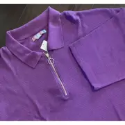 Urban Outfitters Mens 1/4 Zip Short Sleeve Polo XL NEW Purple
