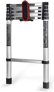 Telescopic Ladder Telescoping Ladder 19FT Aluminum Telescoping Ladder Newly Telescopic Extension Ladder 330lbs Capacity One Button Retraction Aluminum Telescopic for Multi-Purpose Extension