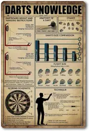 Vintage Darts Knowledge Metal Tin Sign Dart Board Accessories Dart Holder Wall M