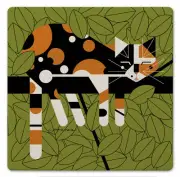 Charley Harper Cat Limp on a Limb Absorbent 8 Inch Trivet Or Hot Plate Coaster
