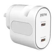 EFM 35W Dual Port Phone holder Wall Charger with Power Delivery and PPS - White