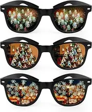 Beipegin 3PCS Christmas Diffraction Glasses, Light Refraction Glasses for Christmas Lights 3D Christmas Glasses for EDM Festival Party