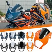 Lorababer Motorcycle Front Fairing Headlight Windshield Compatible with K.T.M RC390 RC 390 RC-390 2022-2023 Headlamp Visor Protector Wind Deflector Large Mask Cover (Blue+Smoke)