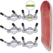 6 Pack Skateboard Wall Mount, All-Metal Skateboard Hanger with Built-in Level, Two Screw Holes Durable Holder for a Floating Effect to Safely Store and Display Your Skate Decks Vertical or Horizontal