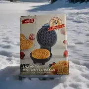 Mini Waffle Maker Snowman Nonstick Christmas 4" Griddle Surface Christmas Winter