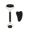 2pcs Face Massager Roller Natural Jade Stone Guasha Board Scraper Set Facial Lif