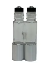 144 Pcs, 10ml CLEAR Glass Rollon Bottle ALUMINUM SILVER Cap with Steel Roller