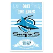Cronulla Sharks NRL Novelty Retro Metal Tin Wall Sign Man Cave Shed Pool Room