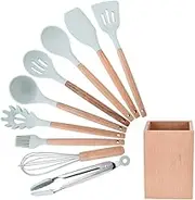 Silicone Cooking Utensils 9PCS/Set Silicone Cooking Utensils Kitchenware Blue Kitchen Tool (Storage Bucket Not Included)