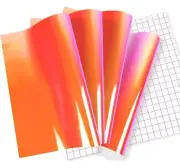 Holographic Opal Orange Vinyl For Cricut, Permanent Vinyl Bundle, 4 Pc 12"x12"