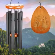 Memorial Tree of Life Wind Chimes Outdoors Large Deep Tone, Wooden Sympathy W...